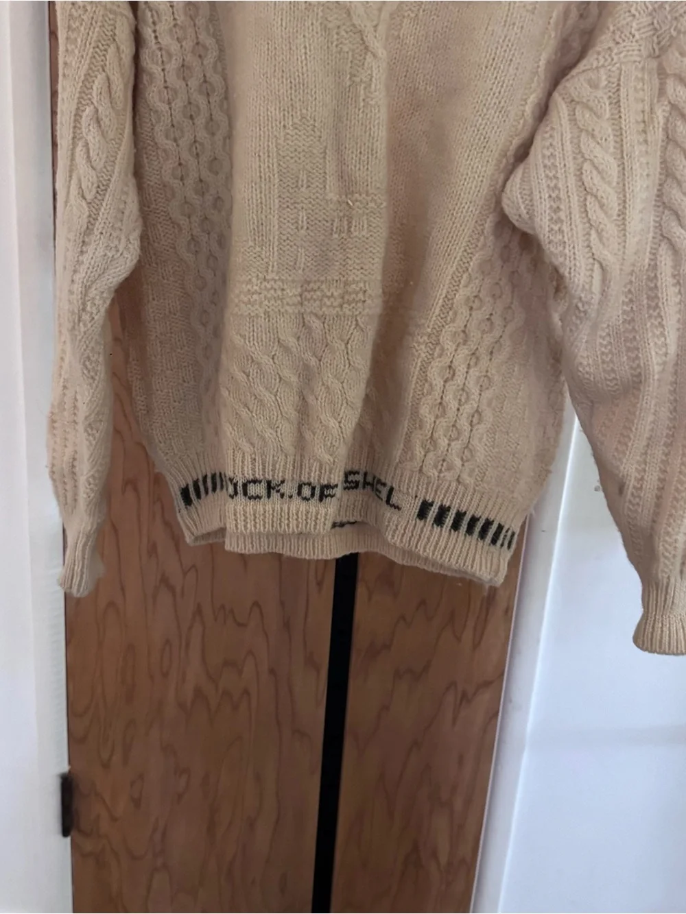 Shamrock Apparel Original Wool Chunky Cable Knit Cream Sweater men Large